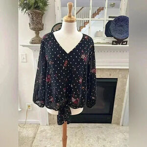 Vince Camuto Tie Front Floral Top
